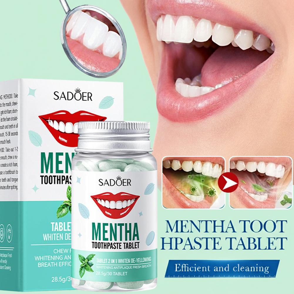 Teeth Whitening Cream - 30 Buah Tablet Pasta Gigi Padat