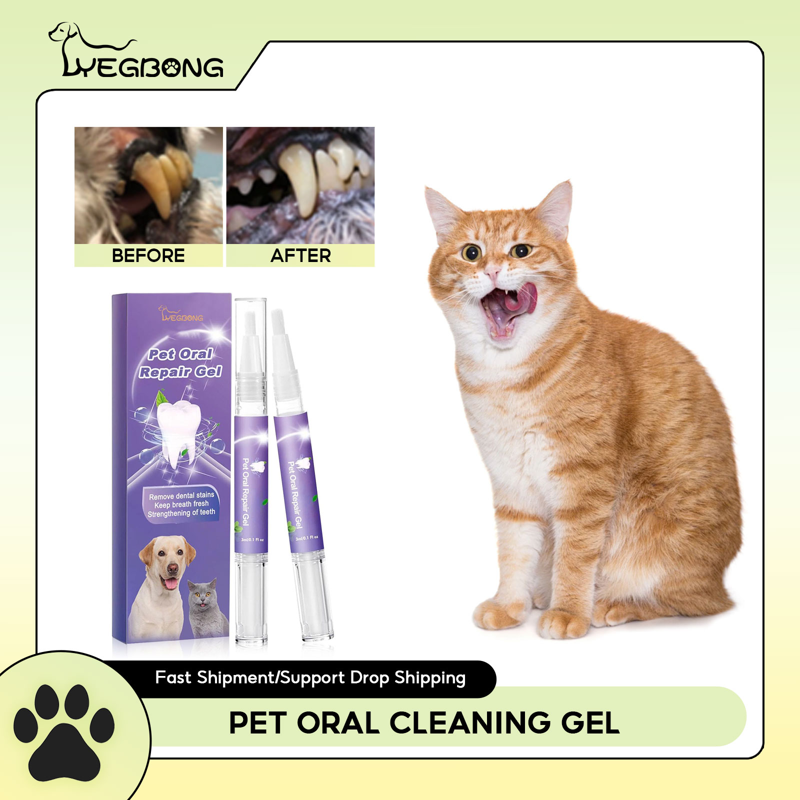 Teeth Whitening Cream - Gel perbaikan mulut hewan peliharaan, penghilang