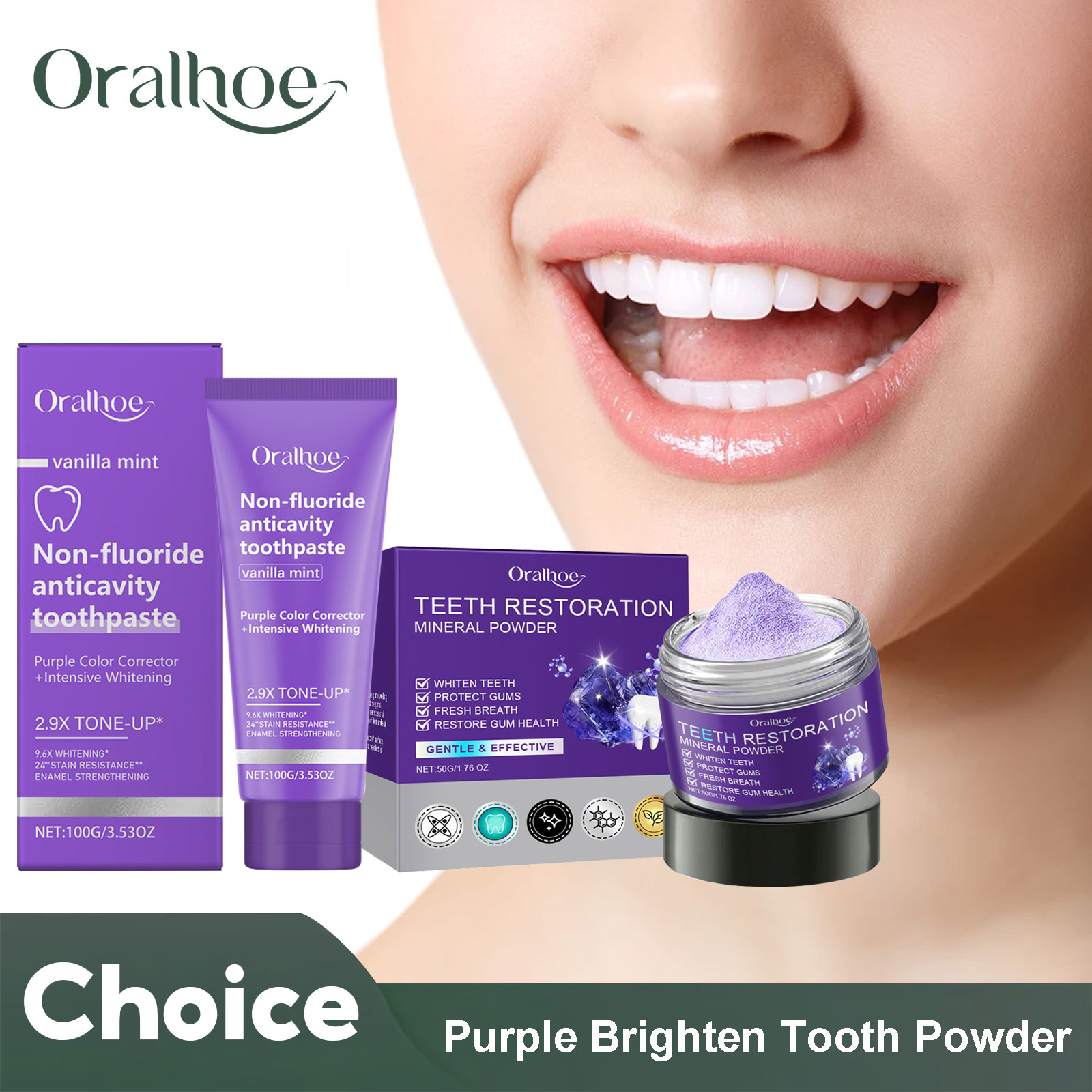 Teeth Whitening Hismile - Bubuk Mineral restorasi gigi, pasta gigi